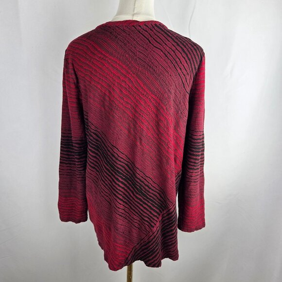 Habitat Making Waves Tunic Top Size Large Cranberry Textured Swirl Lagenlook - Picture 4 of 10